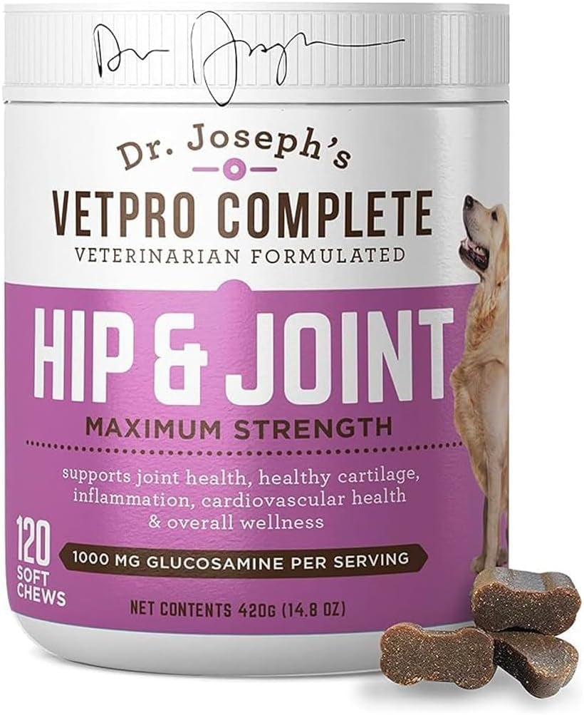 Vetpro Dog Hip and Joint Supplement - Pain and Inflammation Relief Chews with Glucosamine, Chondroitin, MSM, Turmeric, Vitamin C, Omega 3 - Treats Hip Dysplasia, Arthritis - Dogs Chewable Supplements