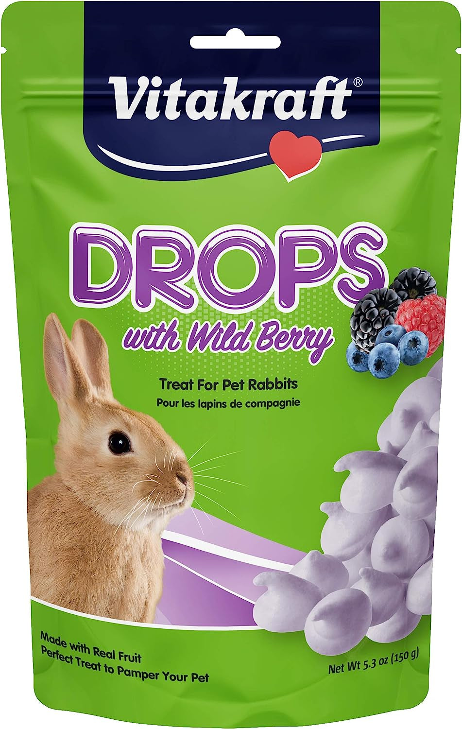 Vitakraft Drops Rabbit Treat - Wild Berry - Yogurt Treats for Rabbits Purple 5.3 Ounce (Pack of 1)