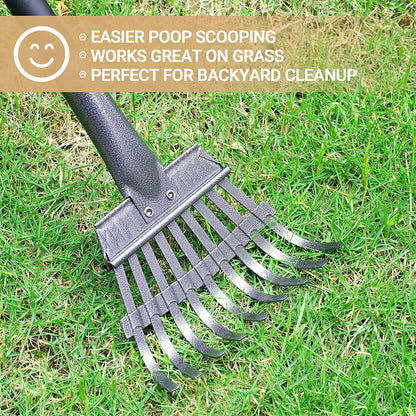 Heeyoo Dog Pooper Scooper, Dog Poop Tray and Rake Set, Pet Waste Removal Scoop with Long Adjustable Sectional Stainless Handles, 2 Pieces