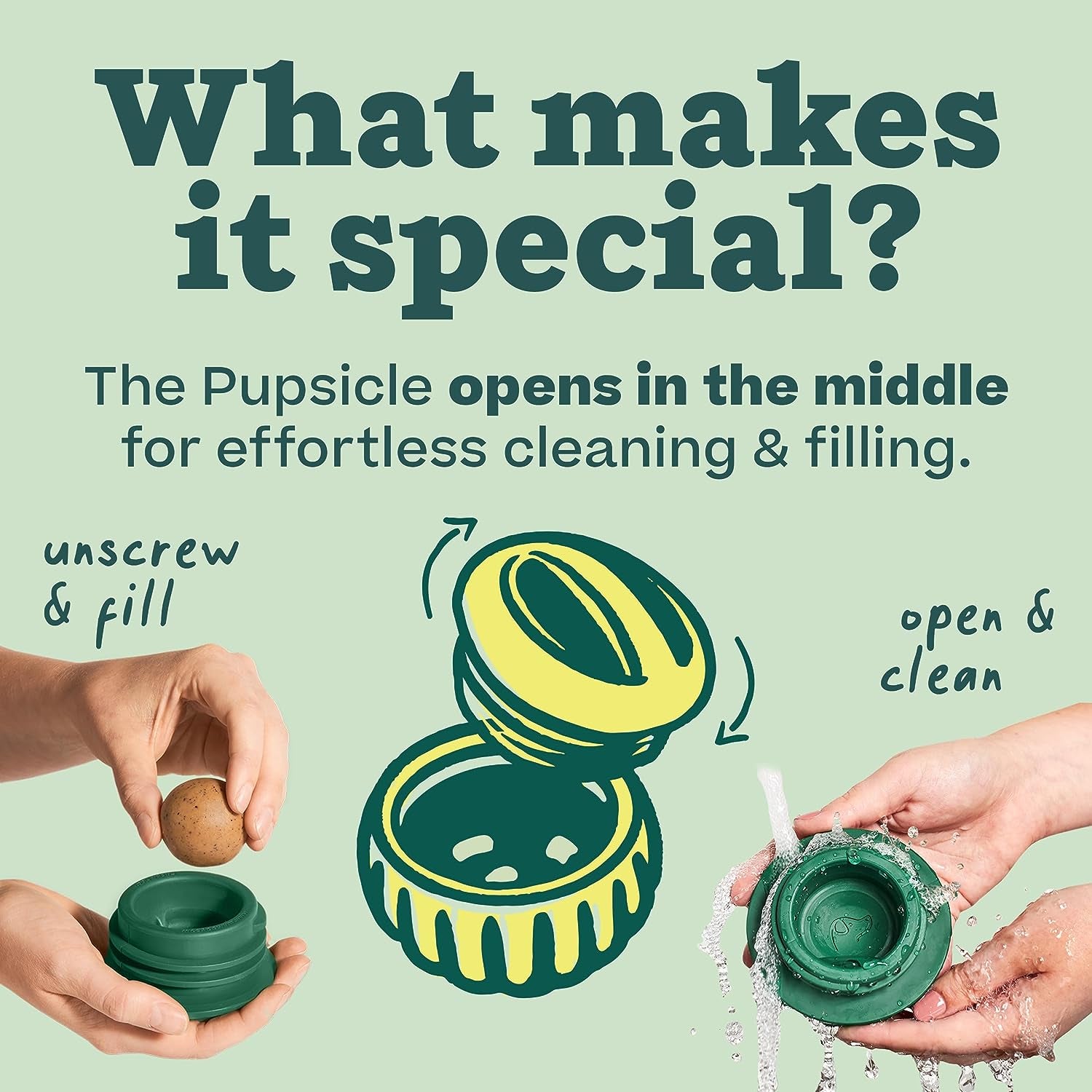 WOOF Pupsicle, Large 25-75 Lbs Long-Lasting Dog Toy to Keep Your Pup Distracted, Safe for Dogs, Easy to Clean, Fillable Dog Toys