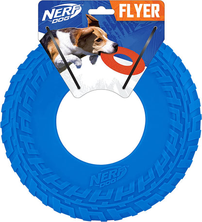 Nerf Dog Atomic Flyer Dog Toy, Flying Disc, Lightweight, Durable and Water Resistant, Great for Beach and Pool, 10 Inch Diameter, for Medium/Large Breeds, Single Unit, Red, One-Size-For-Most