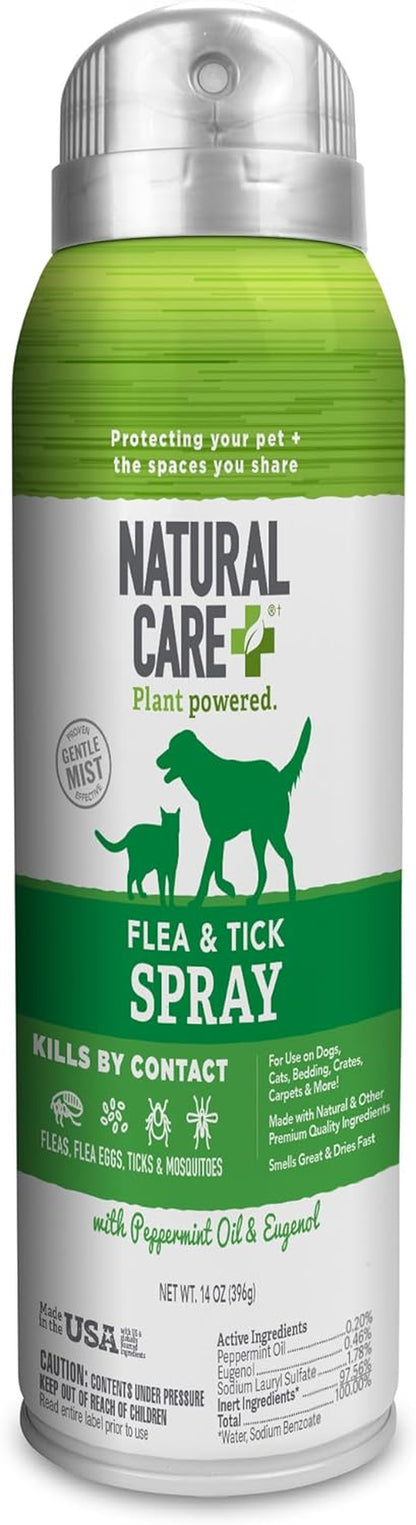 Flea and Tick Spray for Dogs and Cats - Flea & Tick Treatment for Dogs and Cats - Flea & Tick Killer with Certified Natural Oils - 14 Ounces