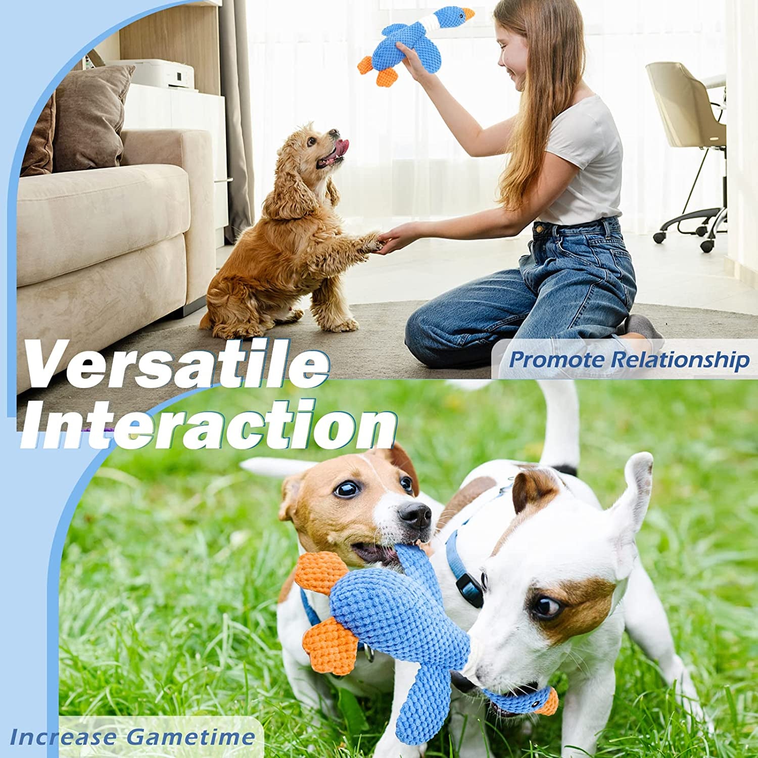 Vitscan Upgraded Goose Indestructible Dog Toys for Aggressive Chewers Small Medium Large Breed, Crinkle Squeaky Plush Dog Puppy Chew Toys for Teething, Duck Puppy Toys