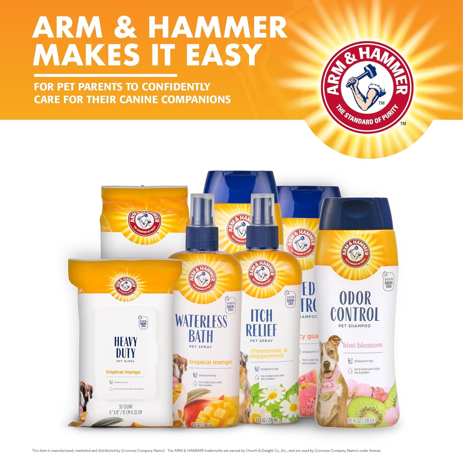 Arm & Hammer for Pets Heavy Duty Multipurpose Bath Wipes for Dogs, Travel Size, Mango Scent | All Purpose Dog Wipes Remove Odor & Refresh Skin for Pets | Travel Pet Wipes, 30 Count - 6 Pack