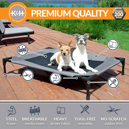 K&H Pet Products Cooling Elevated Dog Bed Outdoor Raised Dog Bed with Washable Breathable Mesh, Dog Cot Bed No-Slip Rubber Feet, Portable Dog Cot Indoor Outdoor Dog Bed, X-Large Chocolate/Black Mesh