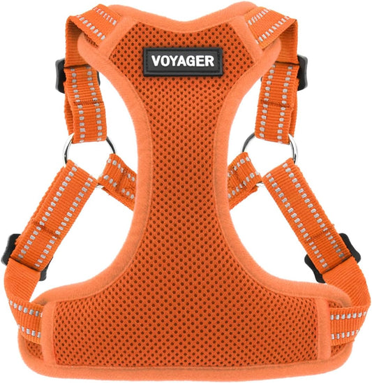 Best Pet Supplies Voyager Adjustable Dog Harness with Reflective Stripes for Walking, Jogging, Heavy-Duty Full Body No Pull Vest with Leash D-Ring, Breathable All-Weather - Harness (Orange), XL