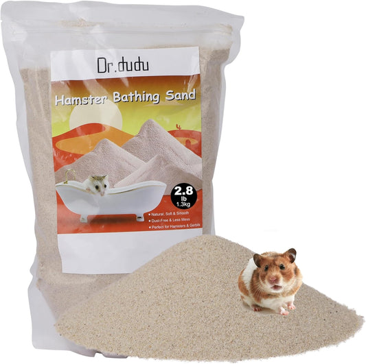 DR.DUDU Hamster Bath Sand, 2.8lb Dust Free Desert Sand or Potty Litter Sand for Hamster Chinchillas Gerbil Syrian Mice Small Animals (Beige)