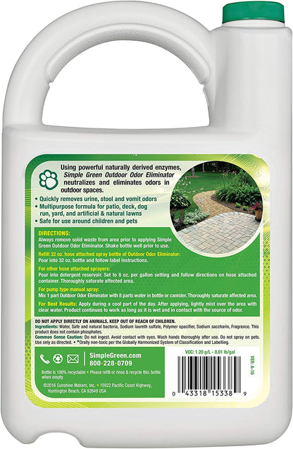 Simple Green Outdoor Odor Eliminator for Pets, Dogs, 1 Gallon Refill - Ideal for Artificial Lawns & Patio, Milky White