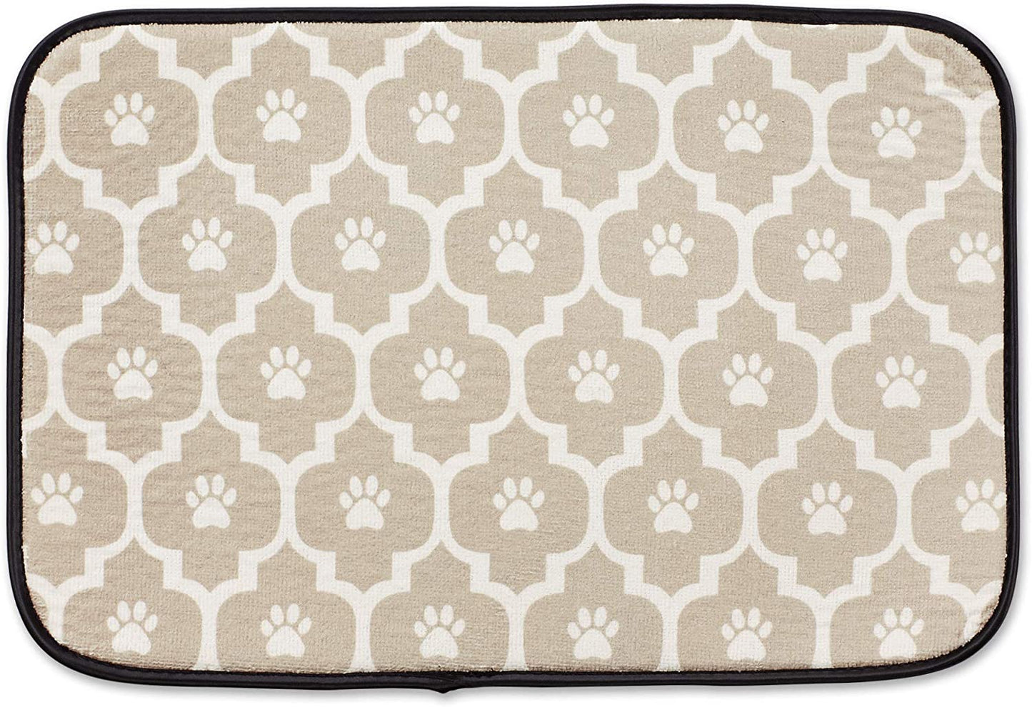 Bone Dry Machine Washable, Ultra Absorbent Pet Mat, 12x18, Stone/Off-White Lattice