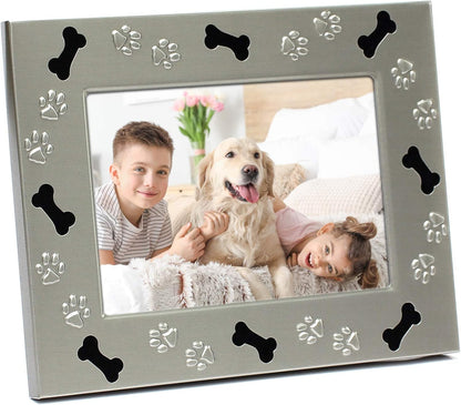 MIMOSA MOMENTS Metal Pet 5X3 Picture Frame Saying I Love My Dog with Paw Print