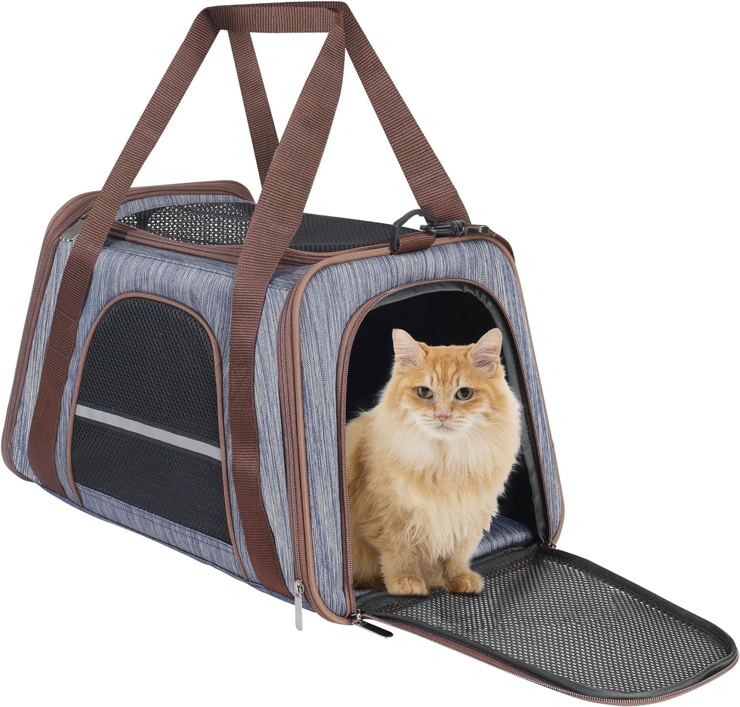 Hicaptain Soft Cat Carrier with Top Mesh Window - Pet Carrier Breathable for Medium Cats and Small Dogs Puppies up to 15 Lb (Blue)