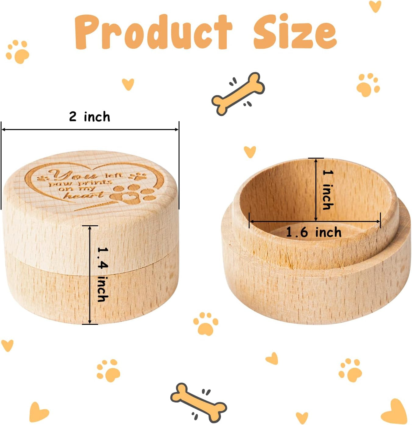 Pet Hair Keepsake Box Wooden Pet Fur Memorial Urn with Rainbow Pet Paw Engraving Dog Cat Hair Ashes Container Pet Supplies Memorial Box Pet Loss Sympathy Gifts for Pet Loves Friends