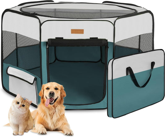 Dog Playpen, Portable Pet Play Pen for Cat, Puppies, Rabbits, Chickens, Foldable Large-Capacity Pet Tent for Indoor/Outdoor Travel Camping