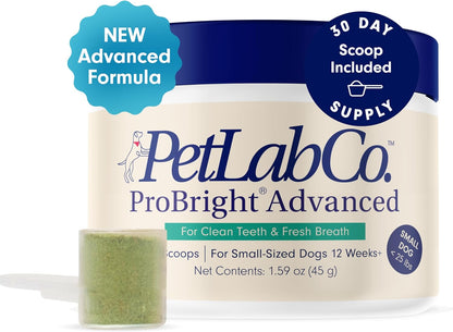 Petlab Co. Probright Advanced Dental Powder - Dog Breath Freshener - Teeth Cleaning Made Easy – Targets Tartar & Bad Breath - Formulated for Large Dogs