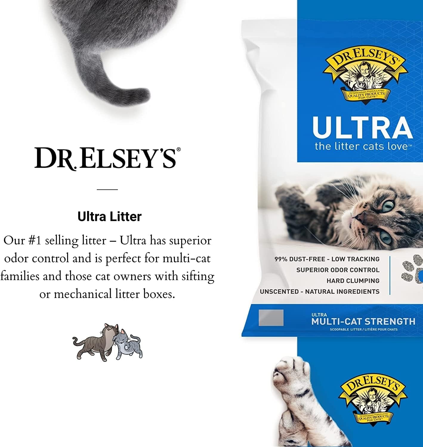 Dr. Elsey'S Premium Clumping Cat Litter - Ultra - 99.9% Dust-Free, Low Tracking, Hard Clumping, Superior Odor Control, Unscented & Natural Ingredients