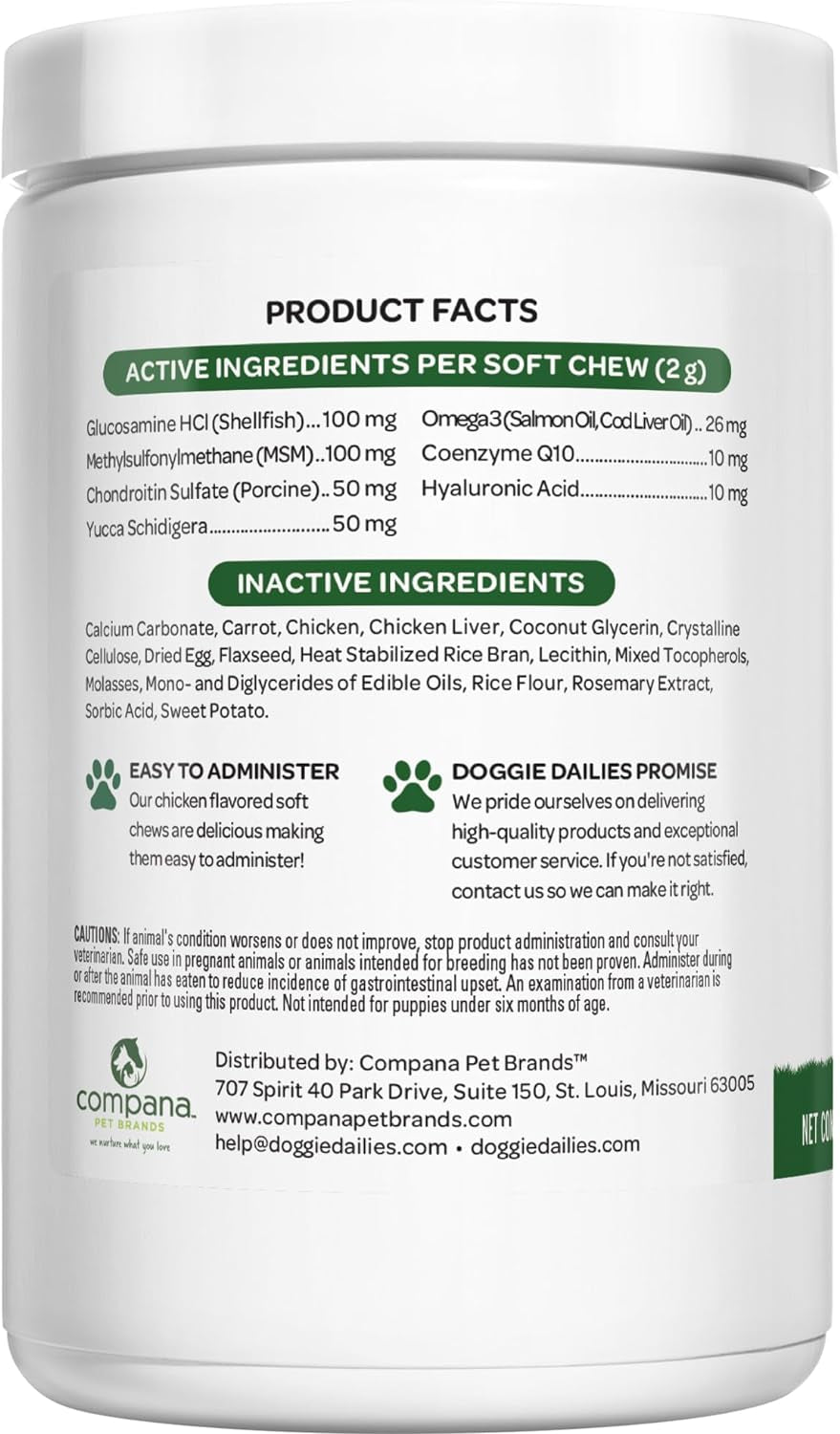 Doggie Dailies Glucosamine for Dogs – 120 Chews – Dog Joint Supplement with Chondroitin, Green Lipped Mussel, Turmeric & Bioprine - Premium Senior Dog Supplements to Help Keep Your Dog Active