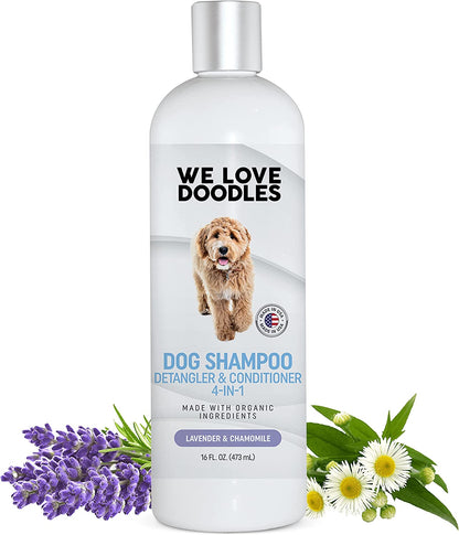 USDA Organic Dog Shampoo, Conditioner & Detangler - Best Shampoo for Goldendoodles, Poodles & Doodles - for Matted Pet Hair - Sensitive Skin Shampoo for Puppies - Made in the USA, 16OZ (Ocean Breeze)