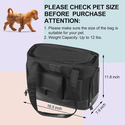 Dog Carrier, Cat Carrier, Pet Carrier, Foldable Waterproof Premium PU Leather Oxford Cloth Dog Purse, Portable Tote Bag Carrier for Small to Medium Cats and Small Dogs