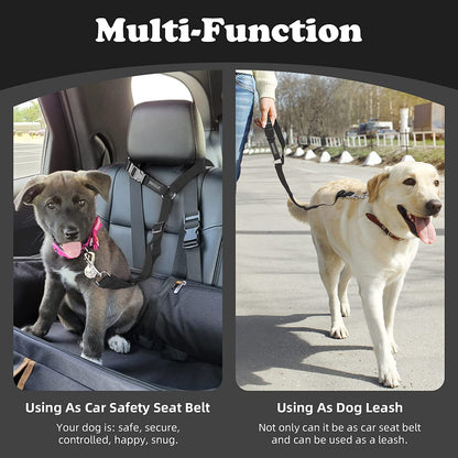 BWOGUE 2 Packs Dog Cat Safety Seat Belt Strap Car Headrest Restraint Adjustable Nylon Fabric Dog Restraints Vehicle Seatbelts Harness Orange