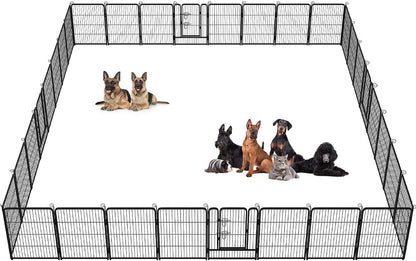 Bestpet Dog Playpen Pet Dog Fence 24"/ 32" /40" Height 8/16/24/32 Panels Metal Dog Pen Outdoor Exercise Pen with Doors for Large/Medium/Small Dogs,Pet Puppy Playpen for Rv,Camping,Yard