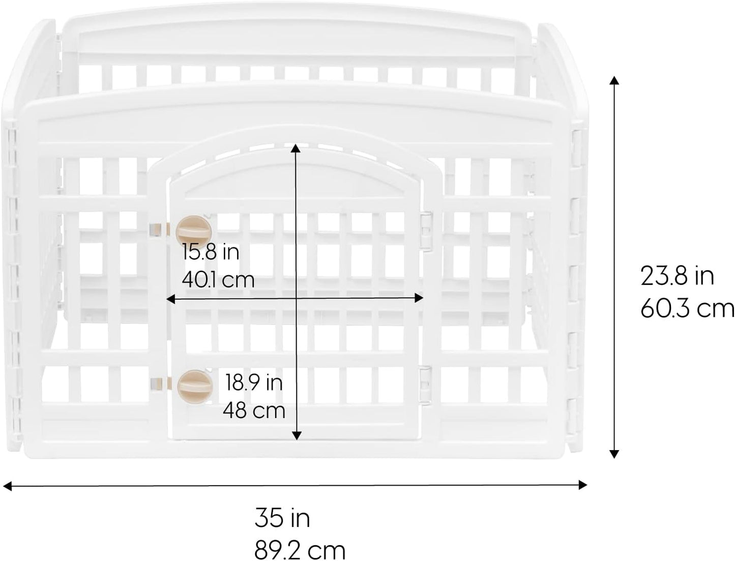 IRIS USA 24" Exercise 4-Panel Pet Playpen with Door, Dog Playpen, Puppy Playpen, for Puppies and Small Dogs, Keep Pets Secure, Easy Assemble, Fold It Down, Easy Storing, Customizable, White