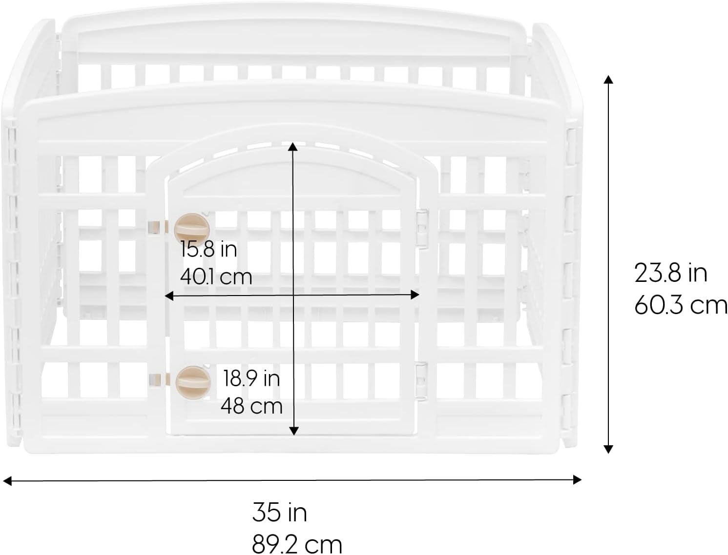 IRIS USA 24" Exercise 6-Panel Pet Playpen with Door, Dog Cat Playpen for Puppy Small Dogs Keep Pets Secure Easy Assemble Easy Storing Customizable Non-Skid Rubber Feet, White