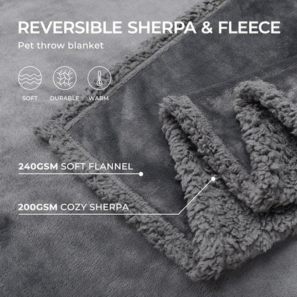 Waterproof Pet Blanket, Liquid Pee Proof Dog Blanket for Sofa Bed Couch, Reversible Sherpa Fleece Furniture Protector Cover for Small Medium Large Dogs Cats, Dark Gray X-Large（85" X 57"）