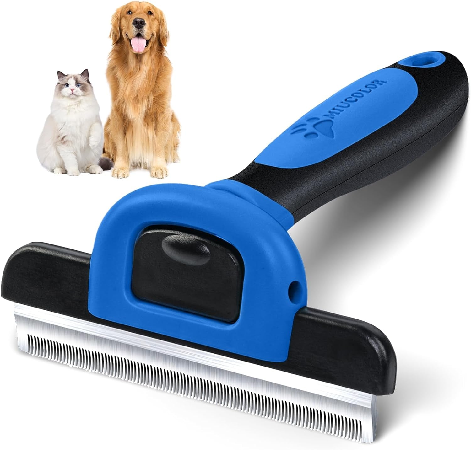 MIU COLOR Pet Grooming Brush, Deshedding Tool for Dogs & Cats, Effectively Reduces Shedding by up to 95% for Short Medium and Long Pet Hair (Navy Blue)