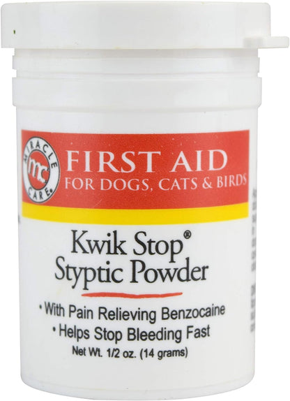 Kwik Stop Styptic Powder for Dogs, Cats, and Birds, Fast-Acting Blood Stop Powder for Pets, Quick Stop Bleeding Powder for Dog Nail Clipping, Minor Cuts, Grooming, 6.0 Oz.