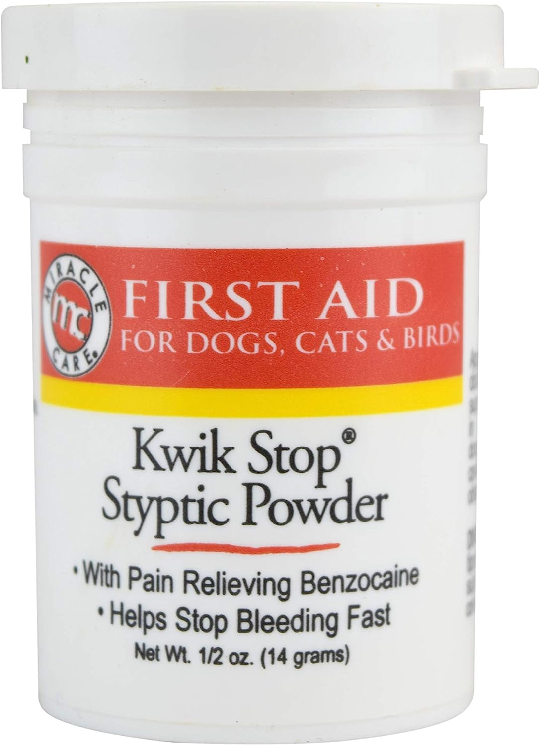 Kwik Stop Styptic Powder for Dogs, Cats, and Birds, Fast-Acting Blood Stop Powder for Pets, Quick Stop Bleeding Powder for Dog Nail Clipping and Minor Cuts, 0.5 Oz.