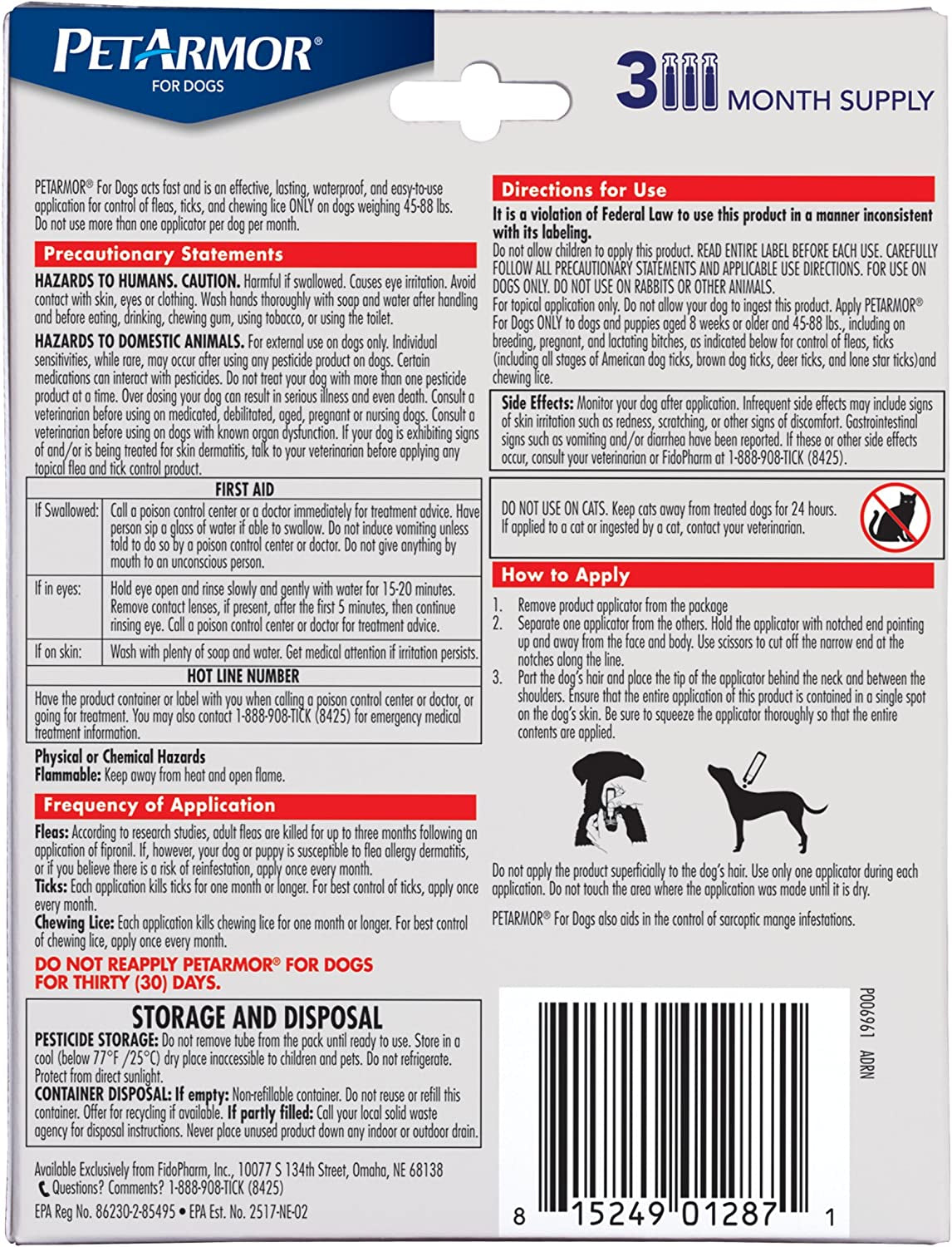 Petarmor for Dogs, Flea and Tick Treatment for Extra Large Dogs (89-132 Pounds), Includes 6 Month Supply of Topical Flea Treatments