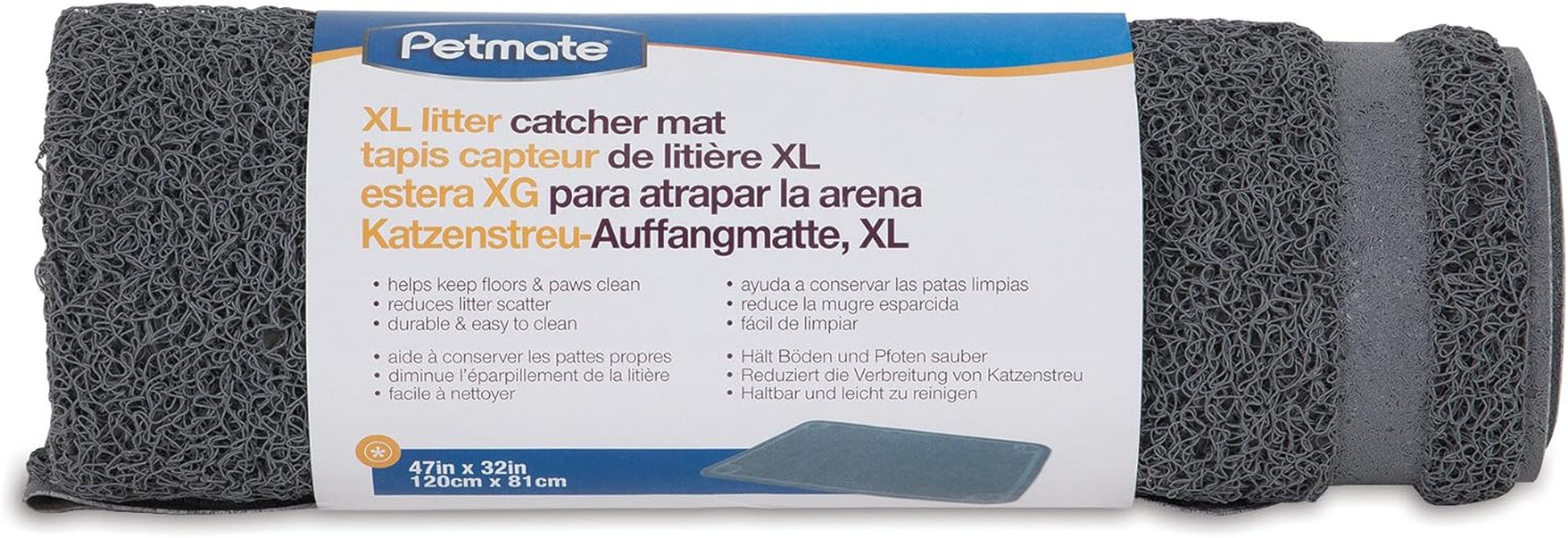 Petmate Litter Catcher Mat Extra Large, Grey, Model:22990 47X32X0.25 Inch (Pack of 1)