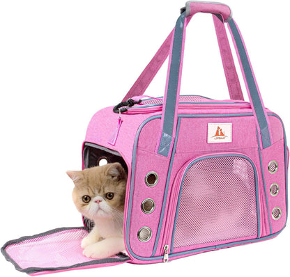 Lifeand Pet Carrier for Large and Medium Cats under 18Lb, Airline Approved Soft-Sided Cat Carrier for Medium Cats and Puppy, Collapsible Dog Carriers Cat Carriers Pet Privacy Protection Travel Carrier