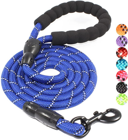 BAAPET 2/4/5/6 FT Dog Leash with Comfortable Padded Handle and Highly Reflective Threads for Small Medium and Large Dogs (5FT-1/2'', Navy Blue)