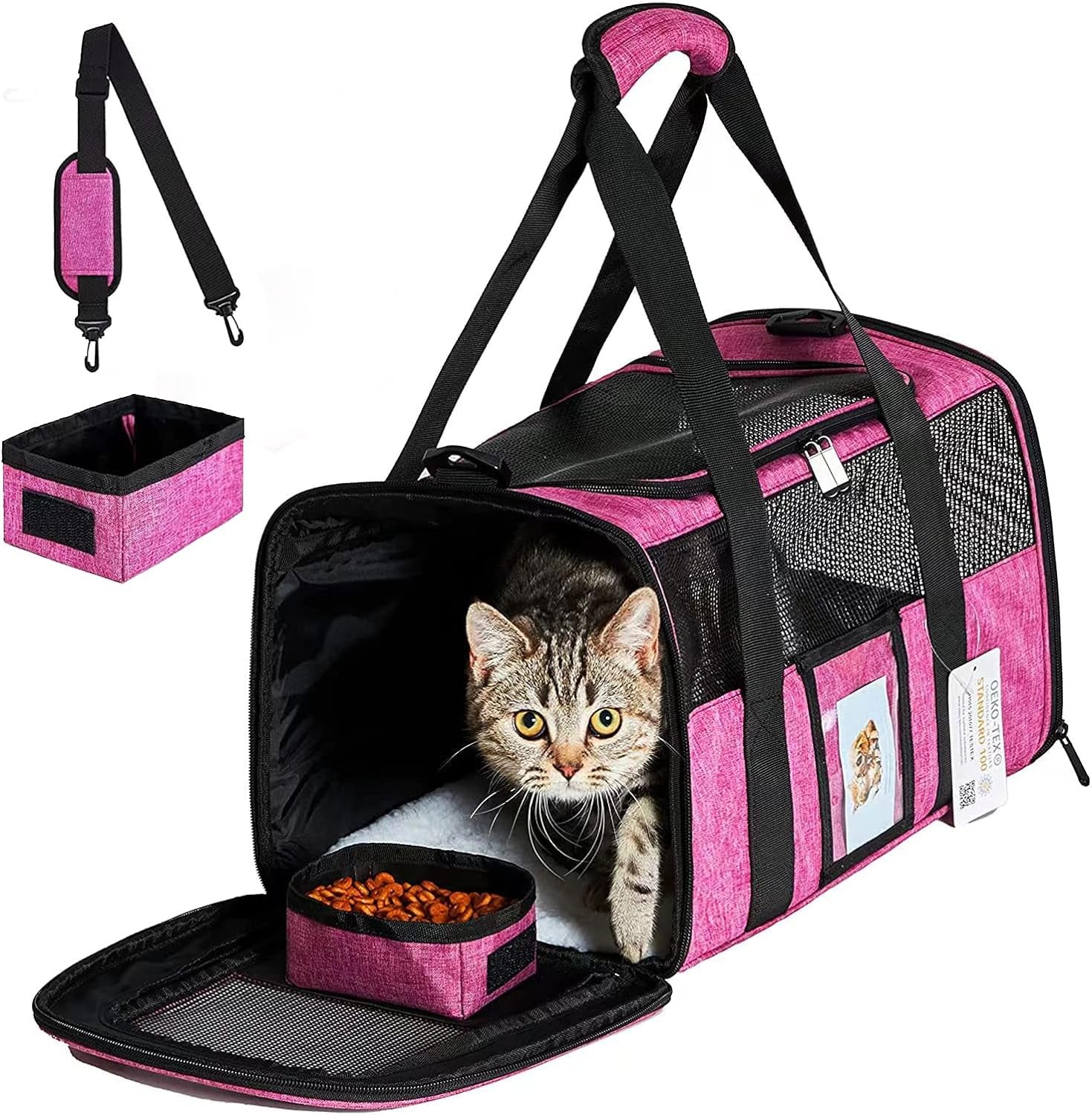 Extra Large Pet Carrier 20 Lbs+, Soft Sided Cat Carriers for Large Cats under 25 Lbs, Folding Big Dog Carrier 20"X13"X13", Cat Carrier for 2 Cats Travel Carrier -Large- Red