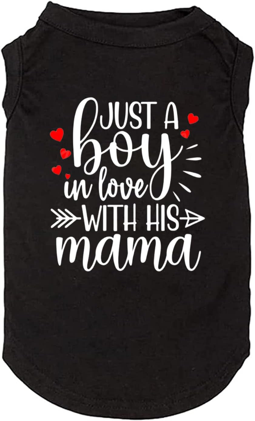 Dog Clothes Just a Boy in Love with Mama Shirts Pet Supplies Vest Small Medium Large Dog Apparel Parent-Child Suit (X-Large, Boy-Grey)