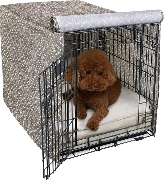 Explore Land Pattern Dog Crate Cover for 30 Inches Wire Cage, Heavy-Duty Polyester Indoor Pet Kennel Covers Universal Fit for 1 2 3 Doors Standard Metal Crate (Vintage Violet)