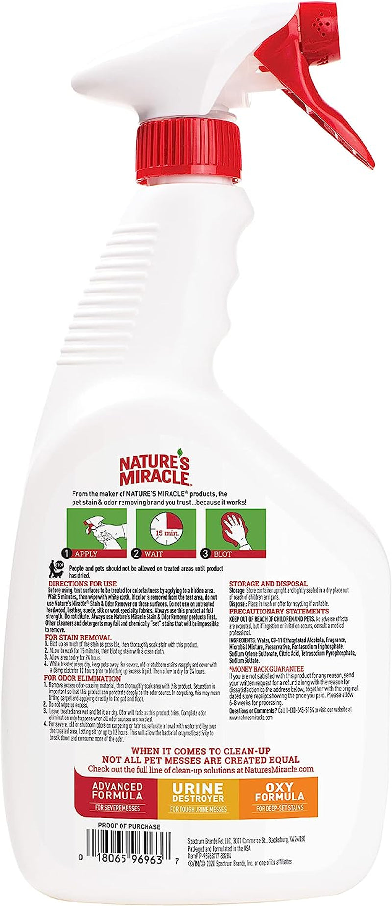 Nature'S Miracle P-98153 Dog Stain and Odor Remover, 128 Fl Oz, Melon Burst Scent, Enzymatic Formula for Urine Stains, Feces Stains, Vomit Stains and Drool Stains, Odor Control