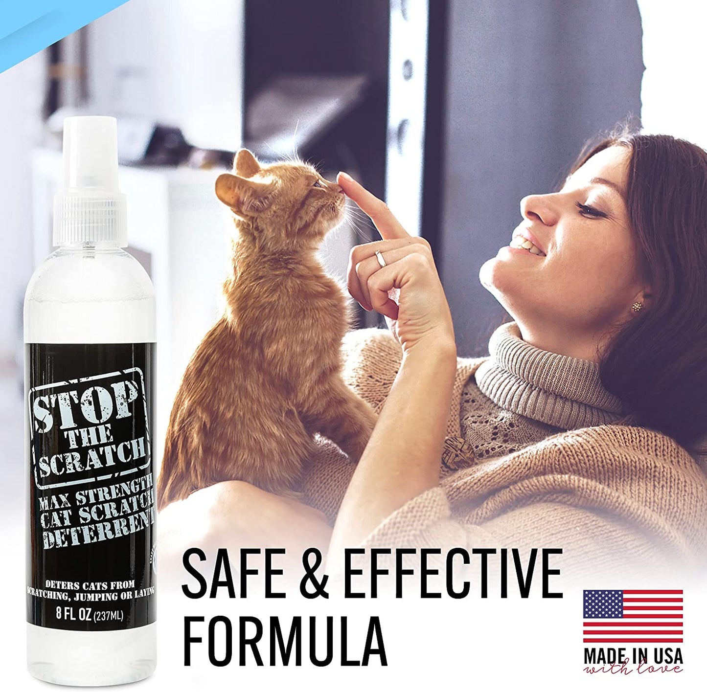 Emmy'S Best EBPP Stop the Scratch Cat Spray Deterrent for Kittens and Cats 32Oz - Non-Toxic, Safe for Plants, Furniture, Floors and More Cat Deterrent Spray with Rosemary Oil