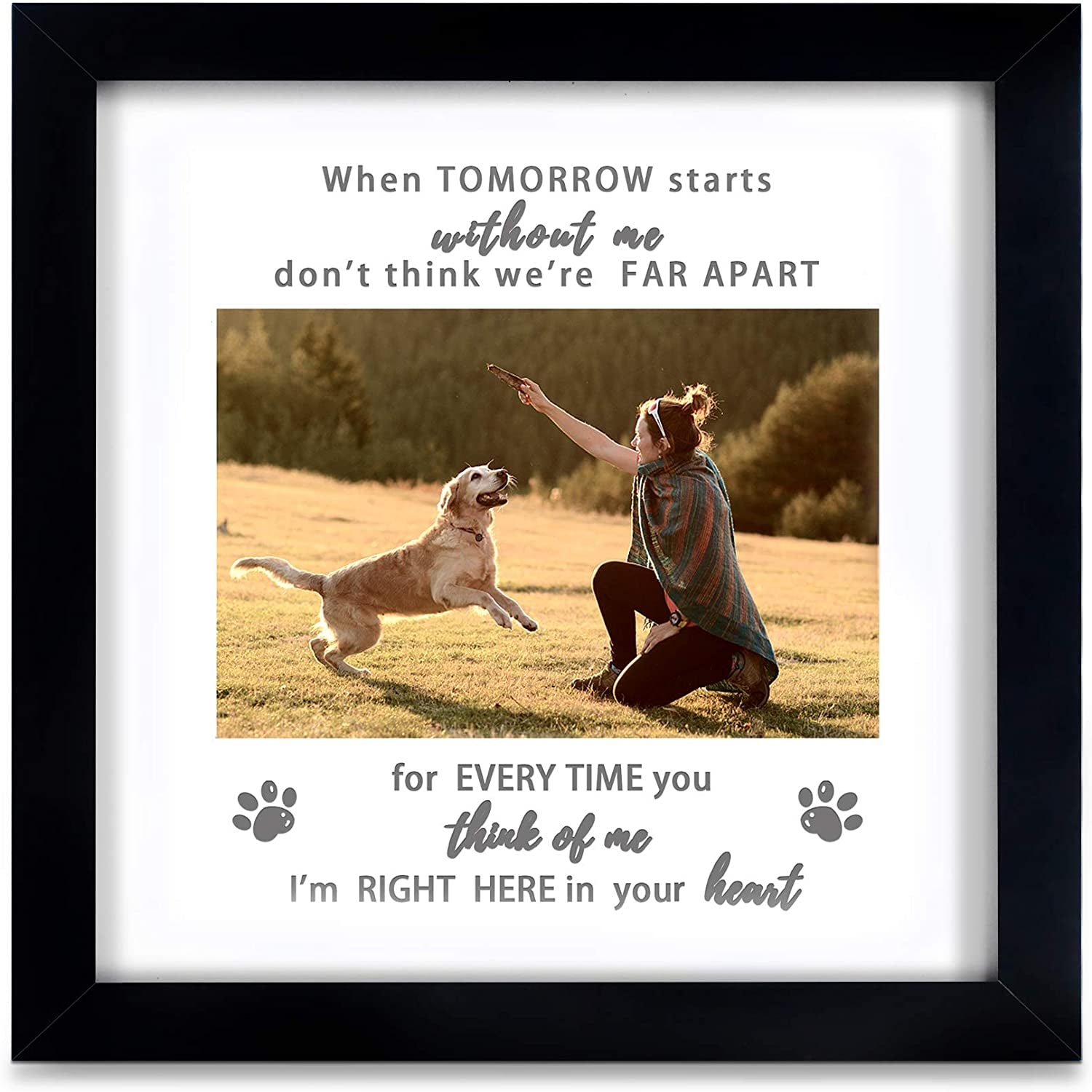 Kcrasan Paw Print Kit Dog Frame - Pet Memorial Picture Frame with Pawprints - Dog or Cat Paw Print Kit, Pet Keepsake Picture Frame for Pet Love Dog Memorial Gifts for Paw Print Frame, Sympathy Gift