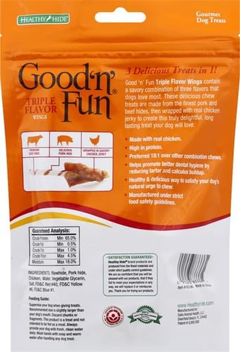 Good 'N' Fun Triple Flavor Wings, Made with Real Meat, Treats for All Dog Sizes