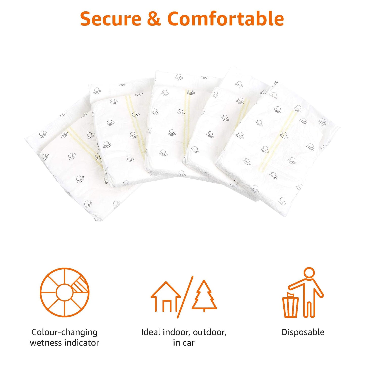 Amazon Basics Male Dog Diapers, Ultra Absorbent Disposable Wrap with Leak Proof Protection, Wetness Indicator, Secure Fit, Breathable, Medium, 30 Count