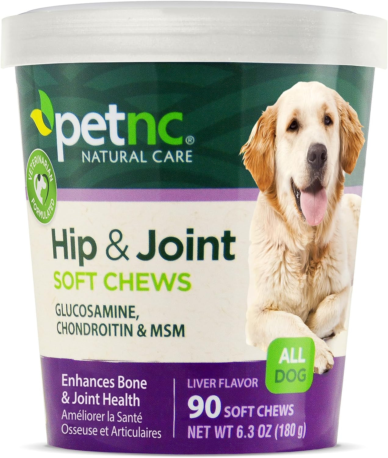 Petnc Natural Care Hip and Joint Soft Chews for Dogs, 90 Count,Liver,6.3 Oz