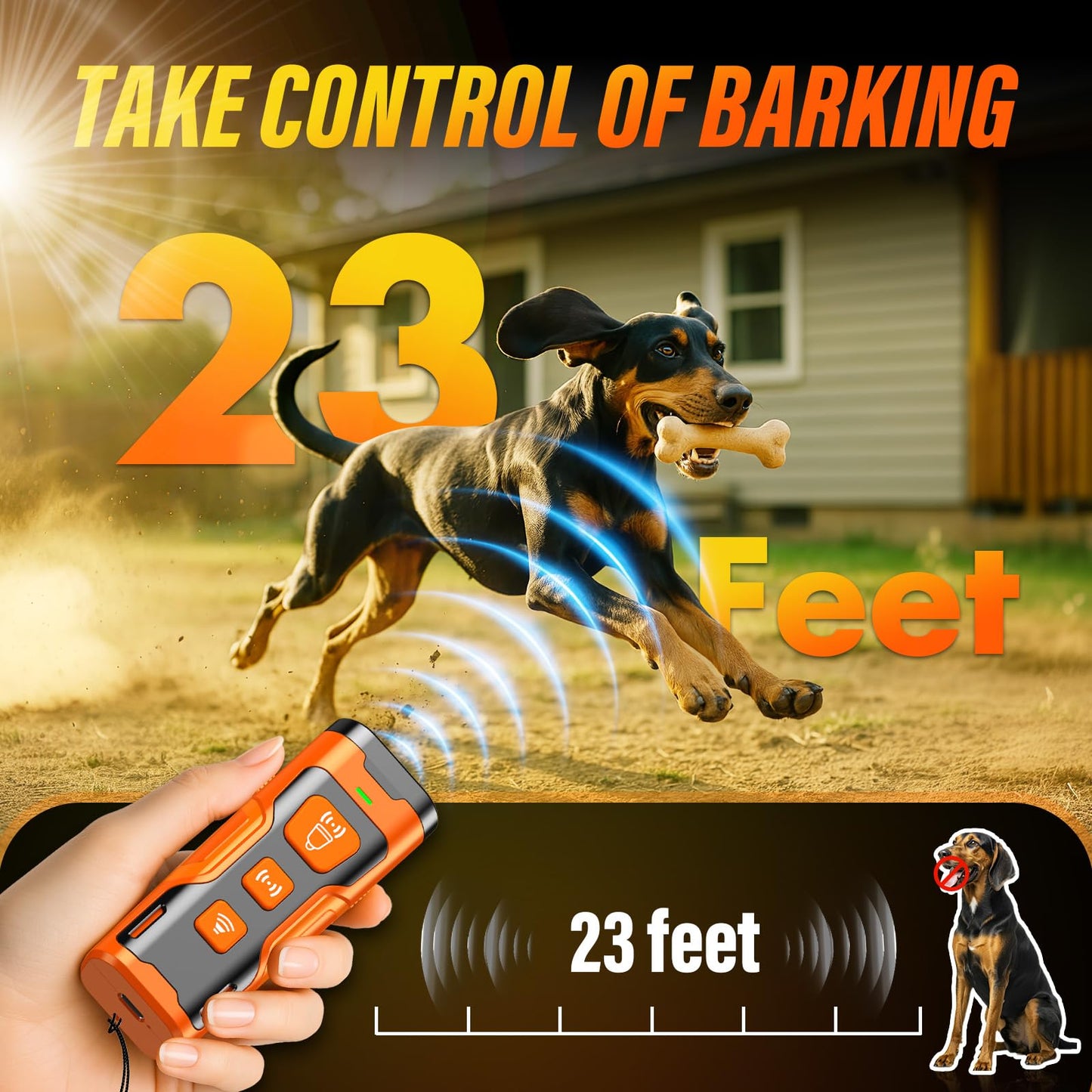 YUYQA Dog Bark Deterrent Device, 3X Ultrasonic Anti Barking, 6 Training Modes 23 FT Range Barks No More Indoors Outdoors Behavior Correct Safe & Humane Rechargeable Compact Bark Control for Dogs