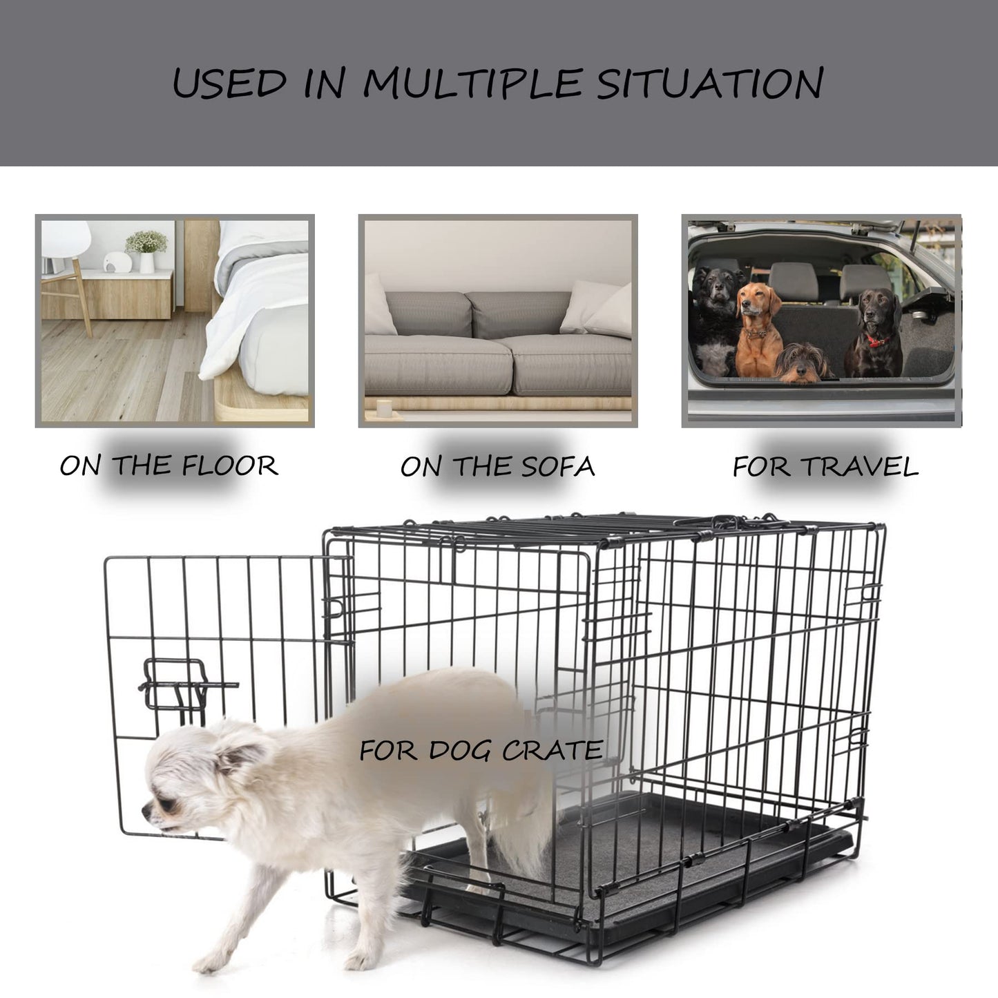 Washable Dog Bed Mat Ultra Soft Dog Crate Pad Comfy Fluffy Pet Kennel Beds Sleeping Mattress for Large Jumbo Medium Small Dogs, 35 x 22 Inch, Gray