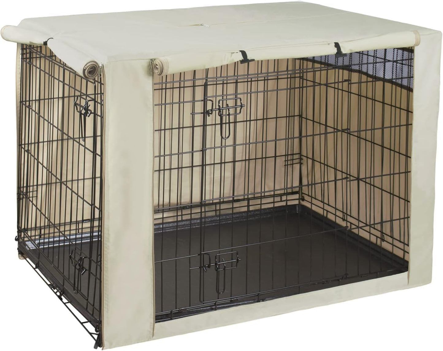 Hicaptain Double Door Dog Crate Cover Fits for 22 24 30 36 42 48 Inches Wire Crate, 48 Inch Dog Kennel Cover (Upgrade Two-Tone Pink, ONLY Cover)