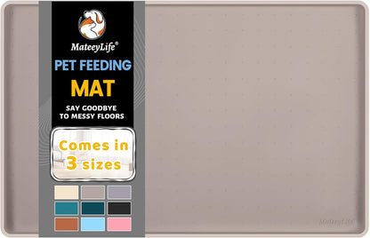 Mateeylife Silicone Mat for Dog Bowls, 22"X14" Waterproof Dog Mat for Food and Water, Raised Edges Pet Food Mats for Floor to Prevent Spills, Anti-Slip Cat Mat for Messy Drinkers to Protect Floors