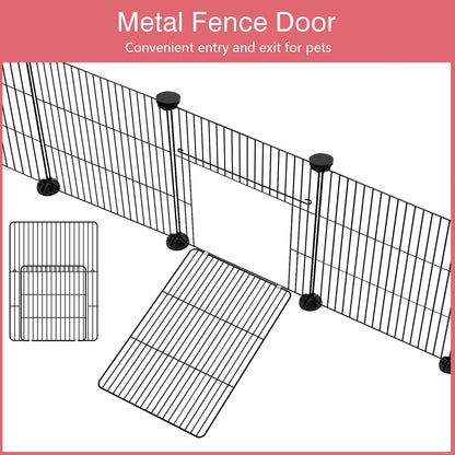 VISCOO 12 Panels Small Animal Playpen, 48" x 24" x 16" Pet Playpen with Waterproof Mat, C&C Cage for Guinea Pigs, Puppy Play Pen, Bunny Playpen, Indoor Outdoor Portable Metal Wire Yard Fence