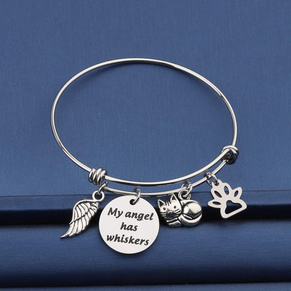 Pet Memorial Keychain My Angel Has Whiskers Pet Loss Jewelry Sympathy Loss of Cat Gift for Cat Lover Family Friend