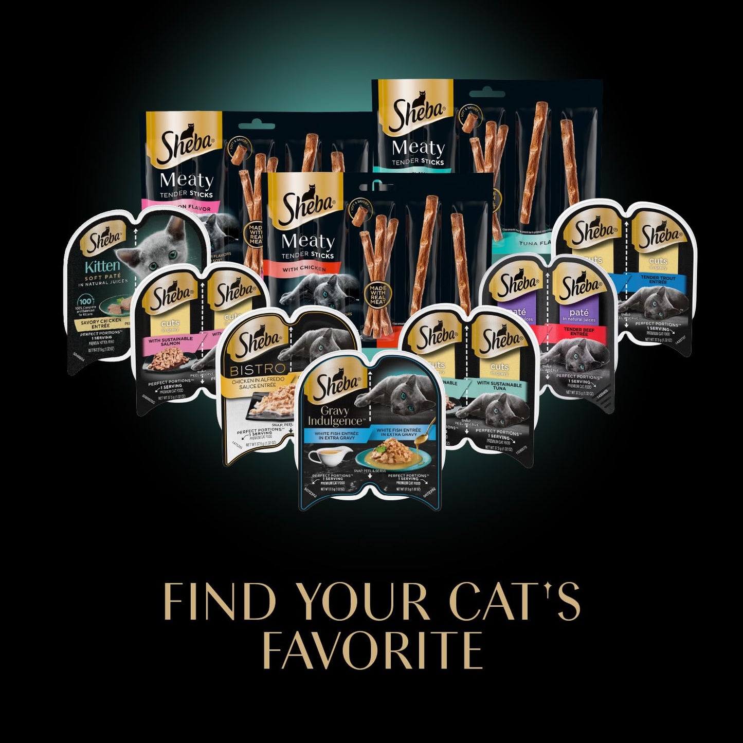 Sheba Premium Puree Cat Treats Lickable Roasted Chicken Flavor, Smoked Salmon Flavor, and Seared Tuna Flavor, 0.49 oz. Tubes, 24 Count